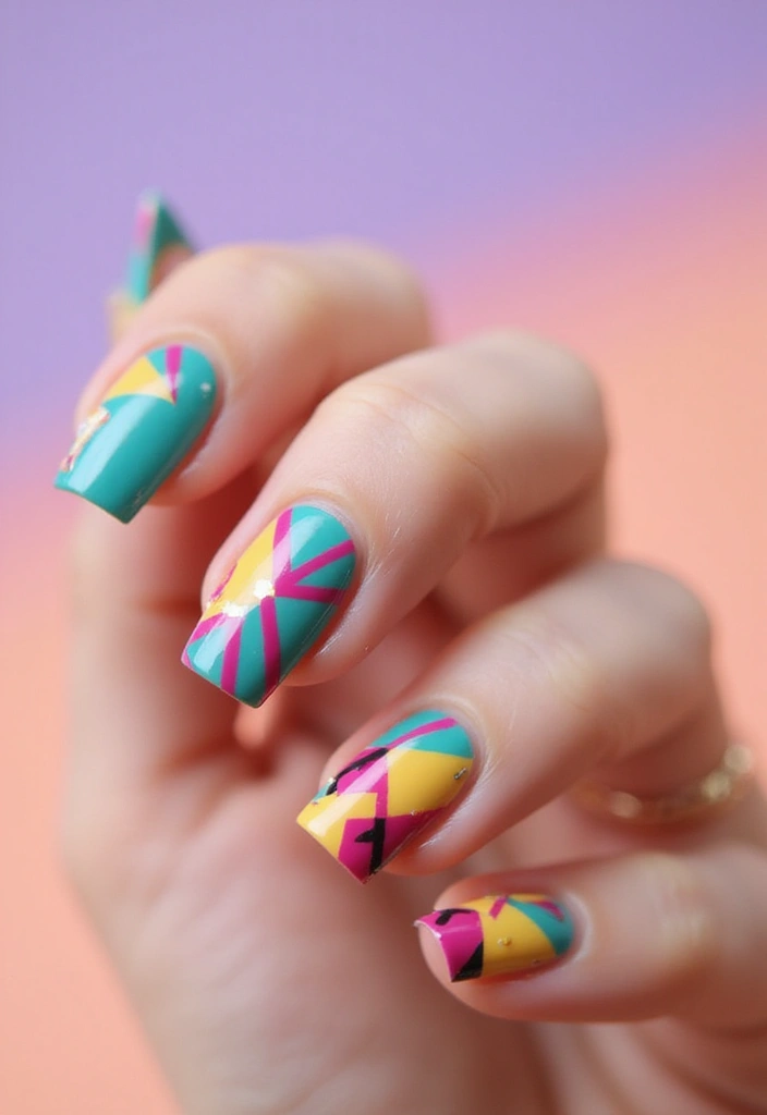 24 Summer Gel Nail Designs for Long-Lasting Glam - 6. Colorful Geometric