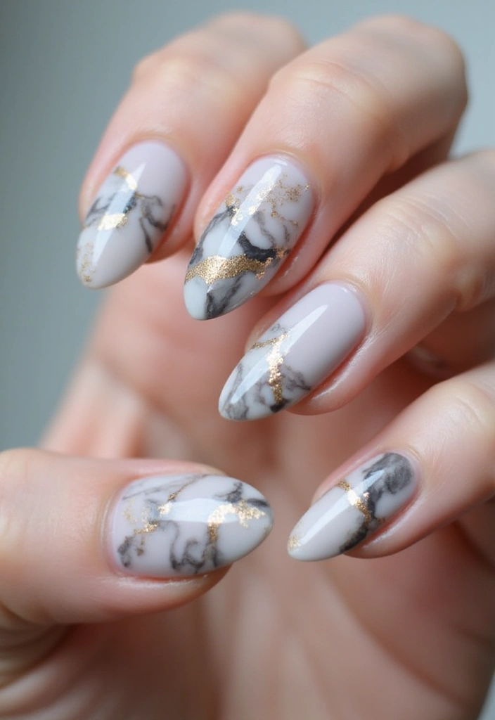 24 Summer Gel Nail Designs for Long-Lasting Glam - 9. Marble Magic