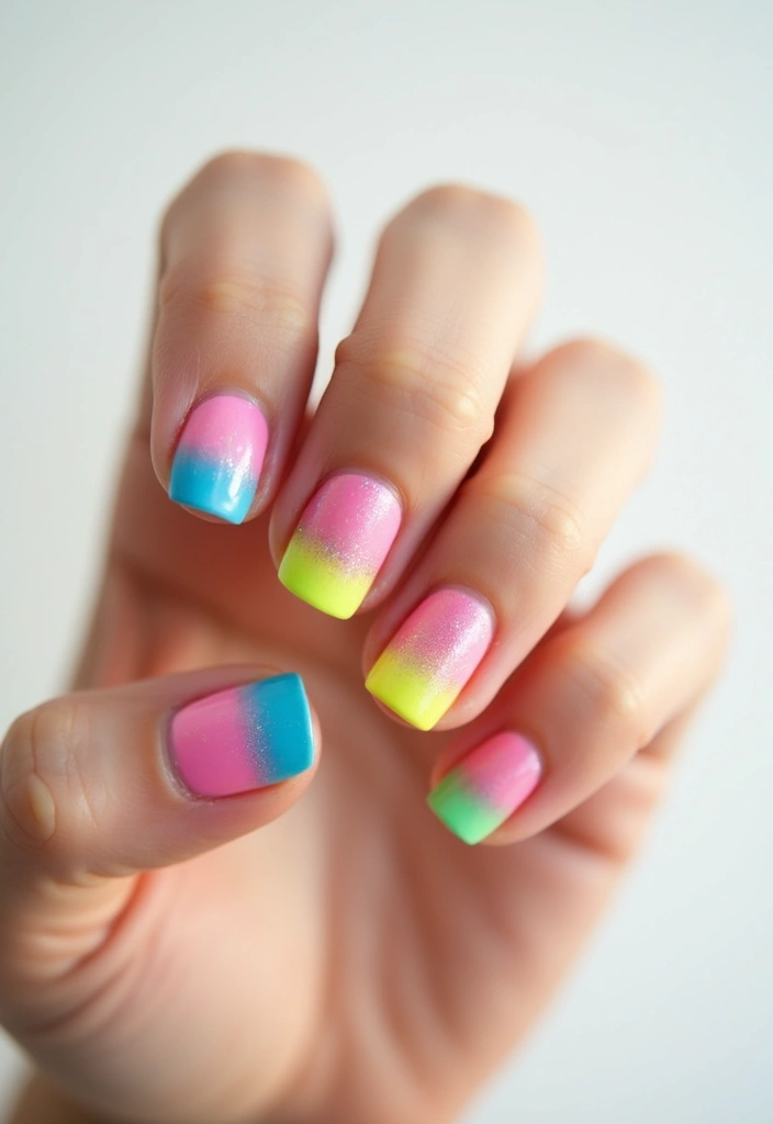 24 Timeless French Manicure Ideas for Short Nails - 11. Bold and Bright Tips