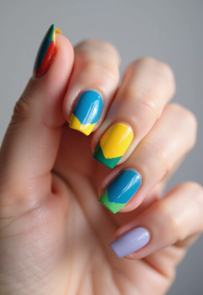 24 Timeless French Manicure Ideas for Short Nails - 13. Color-Blocked Tips