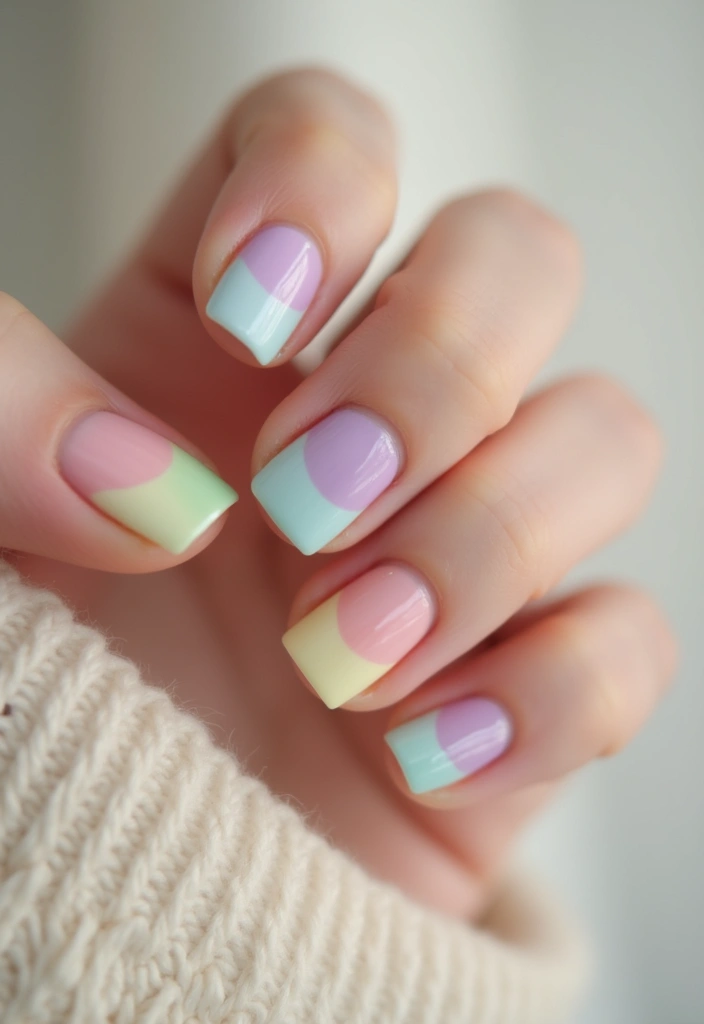 24 Timeless French Manicure Ideas for Short Nails - 2. Soft Pastel Palettes
