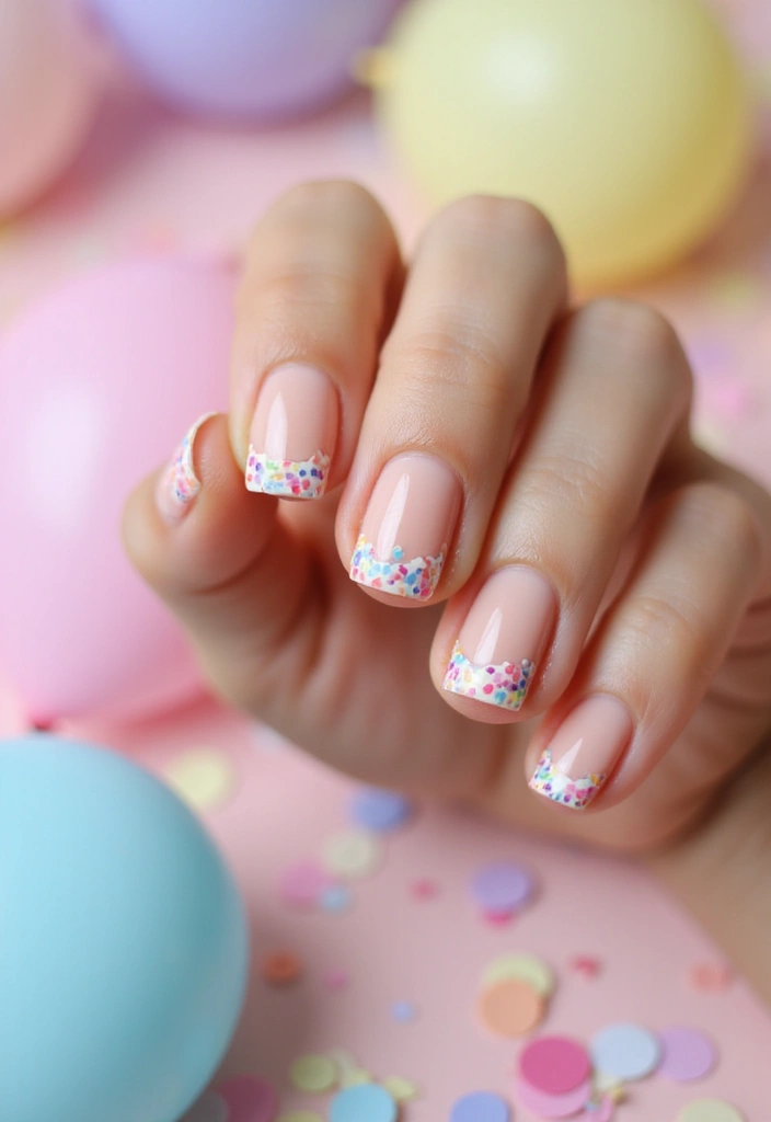 24 Timeless French Manicure Ideas for Short Nails - 24. Colorful Confetti Tips