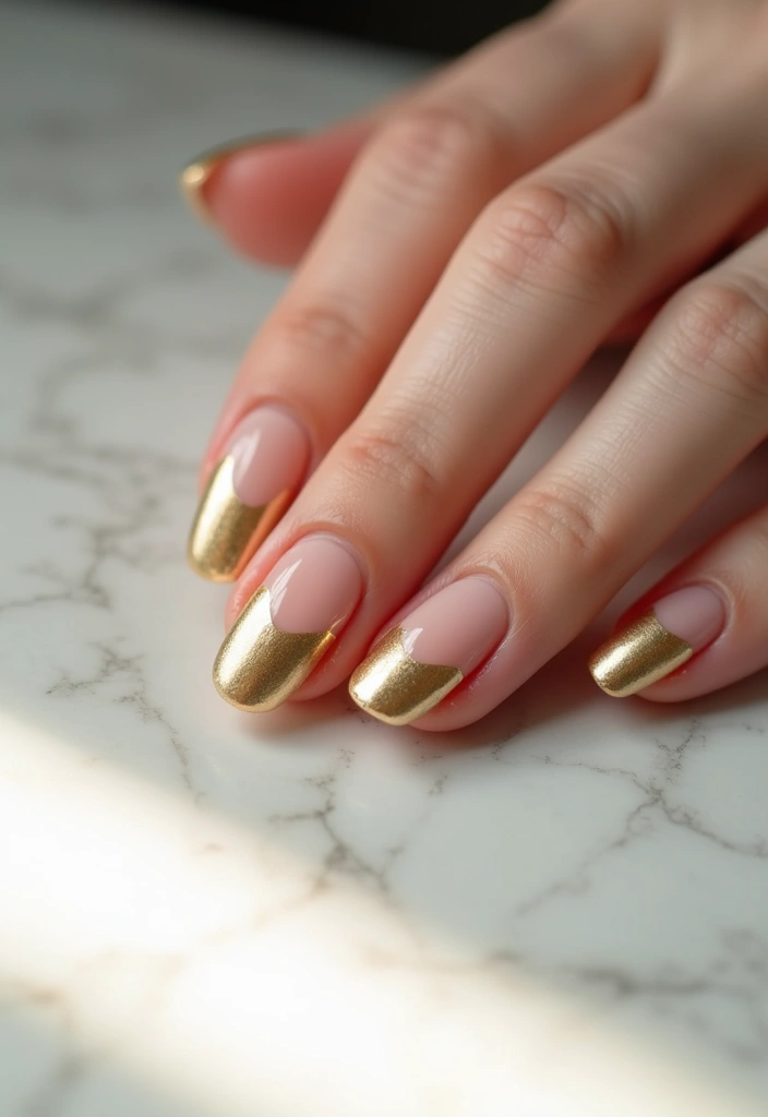 24 Timeless French Manicure Ideas for Short Nails - 3. Metallic Tips
