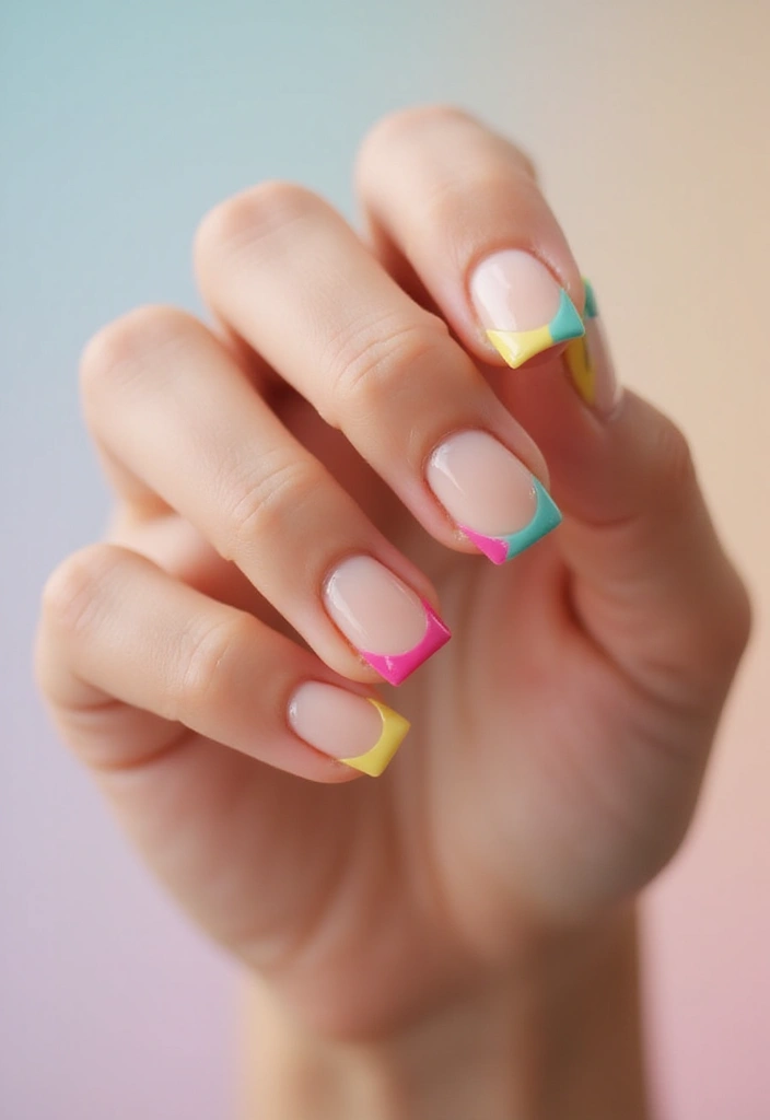 24 Timeless French Manicure Ideas for Short Nails - 4. Colorful Tips