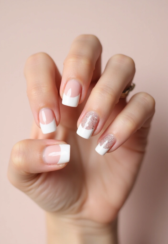 24 Timeless French Manicure Ideas for Short Nails - 6. Glitter Accents