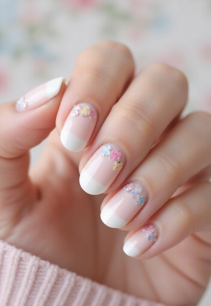 24 Trendy French Nail Looks You Need This Season - 11. Soft Ombre with Floral