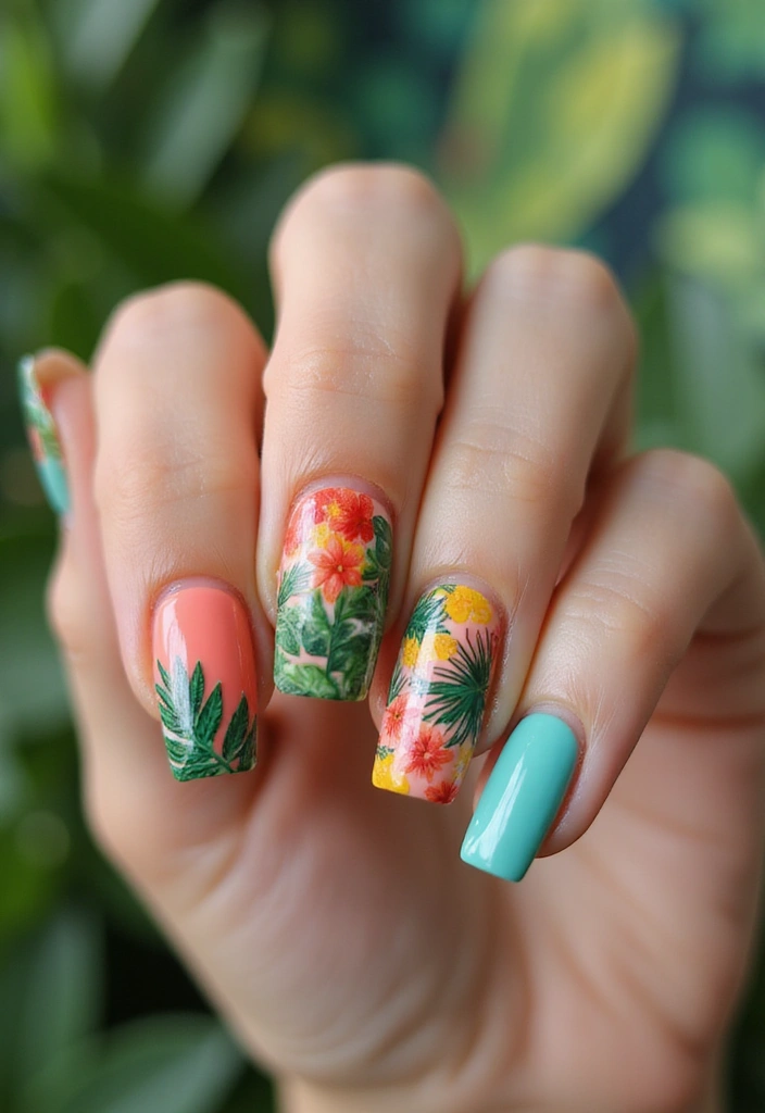 24 Trendy French Nail Looks You Need This Season - 18. Tropical Vibes