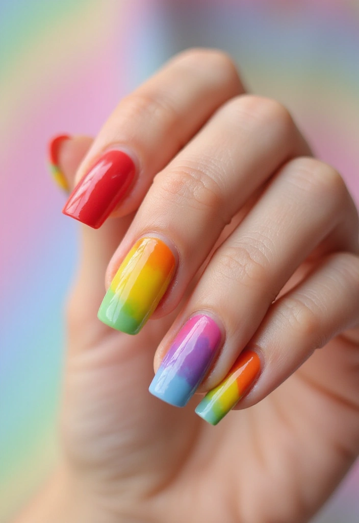 24 Trendy French Nail Looks You Need This Season - 24. Rainbow Gradient