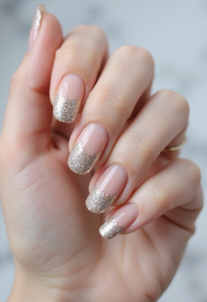 24 Trendy French Nail Looks You Need This Season - 8. Glitter Fade French
