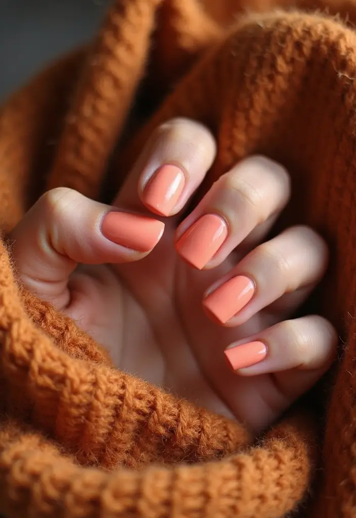 24 Warm Tones Nail Palette for Cozy Evenings - 18. Sunset Coral
