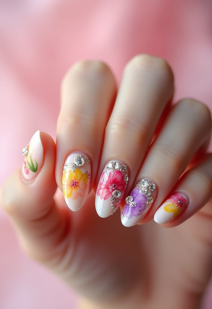 25 Crystal Embellishments for Stunning Nails - 21. Festive Florals