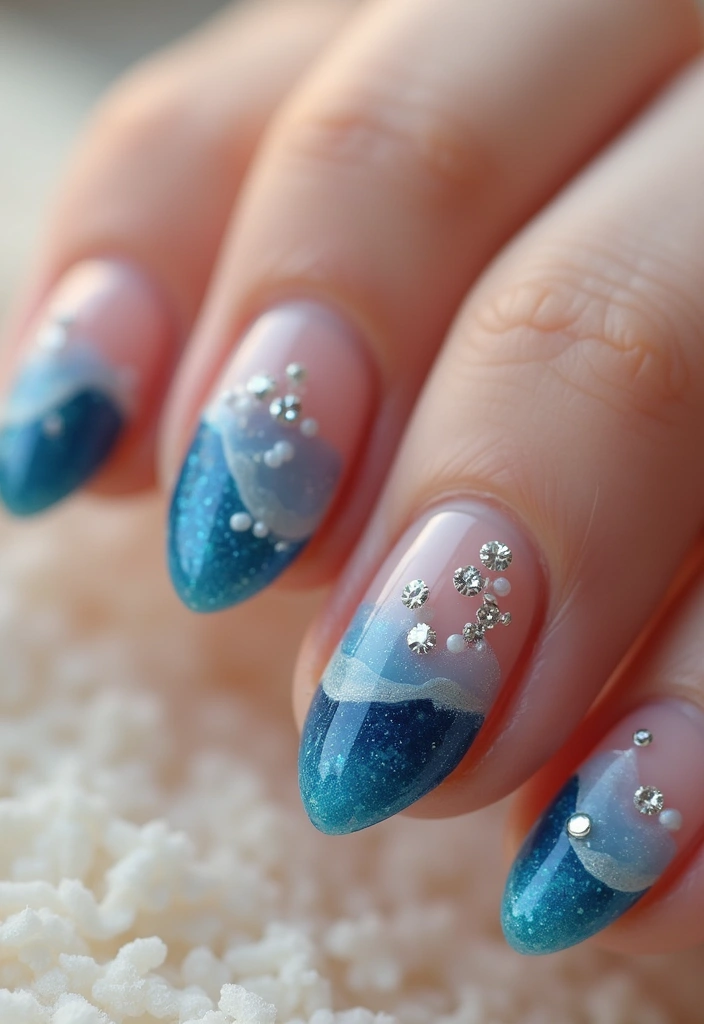 25 Crystal Embellishments for Stunning Nails - 24. Whimsical Waves