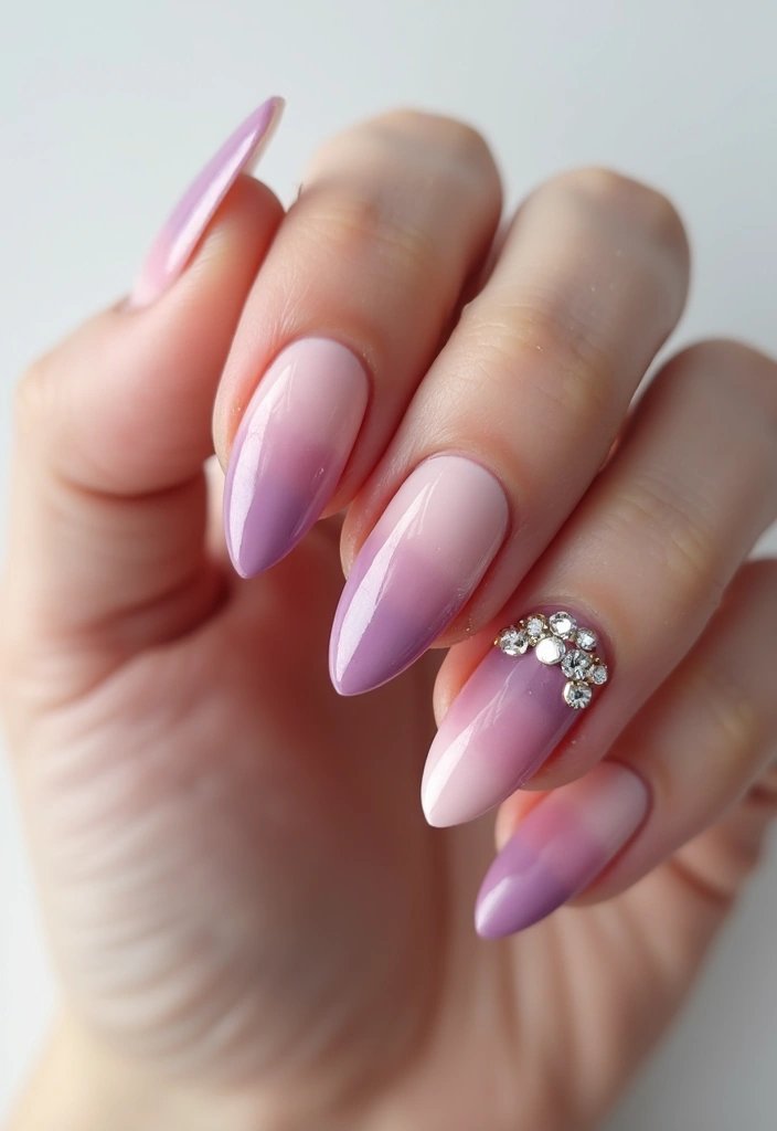 25 Crystal Embellishments for Stunning Nails - 3. Ombre with a Twist