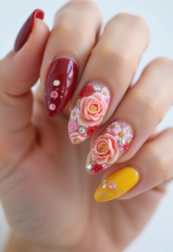 25 Crystal Embellishments for Stunning Nails - 4. Floral Fantasy