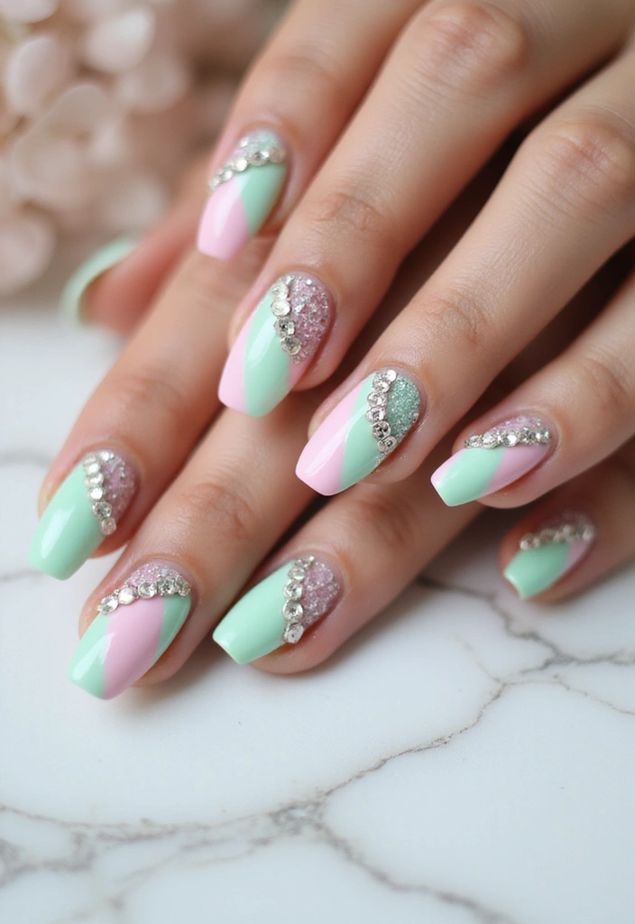 25 Crystal Embellishments for Stunning Nails - 5. Rhinestone Stripes