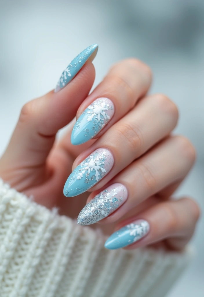 25 Festive Nail Looks for Holiday Parties - 1. Sparkling Snowflakes