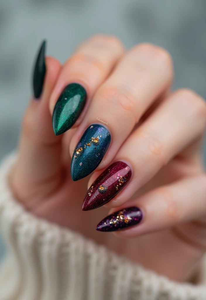 25 Festive Nail Looks for Holiday Parties - 12. Shimmering Gemstones
