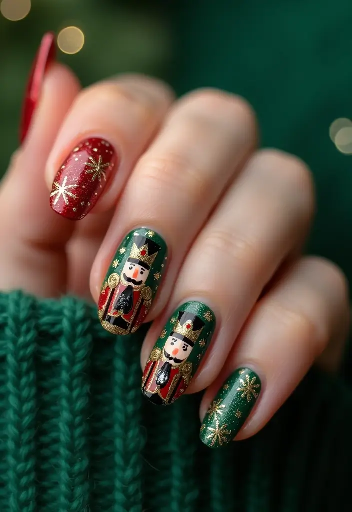 25 Festive Nail Looks for Holiday Parties - 17. Nutcracker Theme