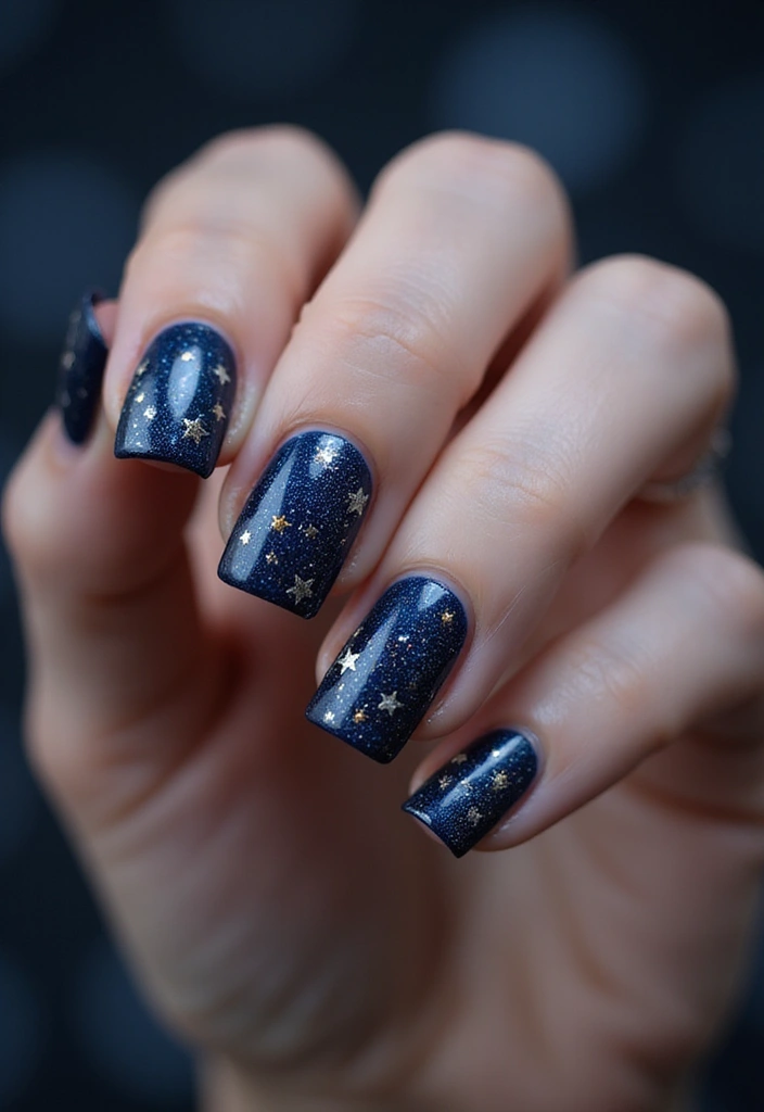 25 Festive Nail Looks for Holiday Parties - 18. Starry Nights