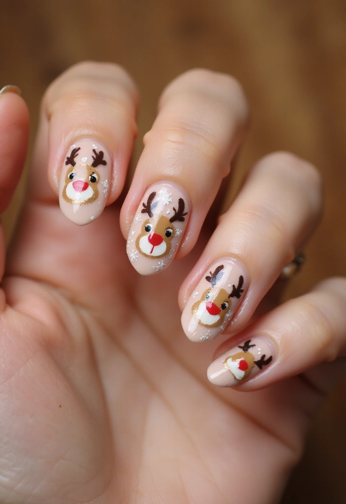 25 Festive Nail Looks for Holiday Parties - 19. Reindeer Games