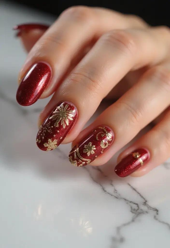25 Festive Nail Looks for Holiday Parties - 2. Classic Red and Gold