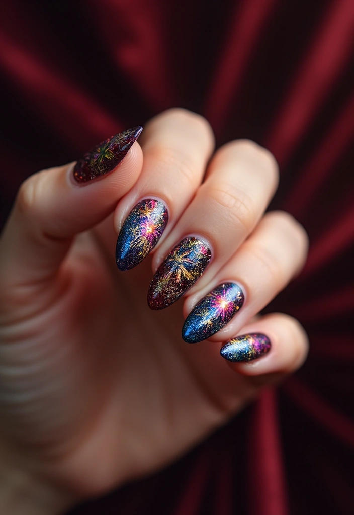 25 Festive Nail Looks for Holiday Parties - 23. Twinkling Fireworks