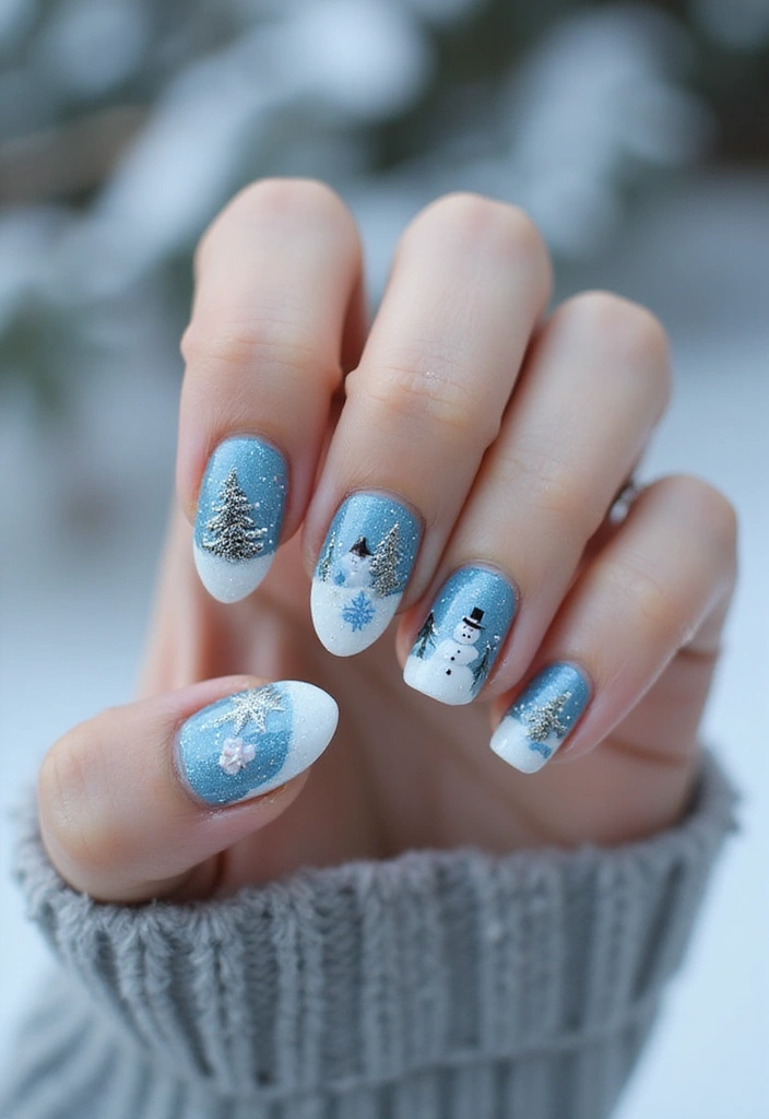 25 Festive Nail Looks for Holiday Parties - 25. Whimsical Snow Globes