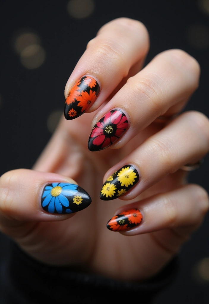 25 Fresh Flower Garden Nails Perfect for August - 10. Bold Floral Graphic