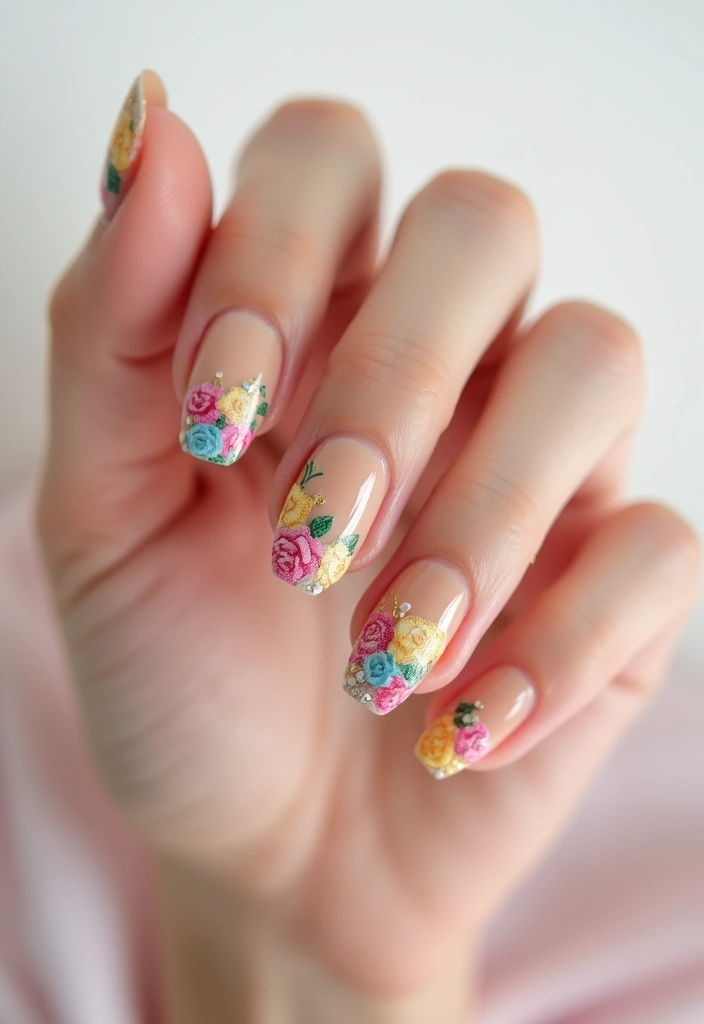 25 Fresh Flower Garden Nails Perfect for August - 12. Flower Power French Tips