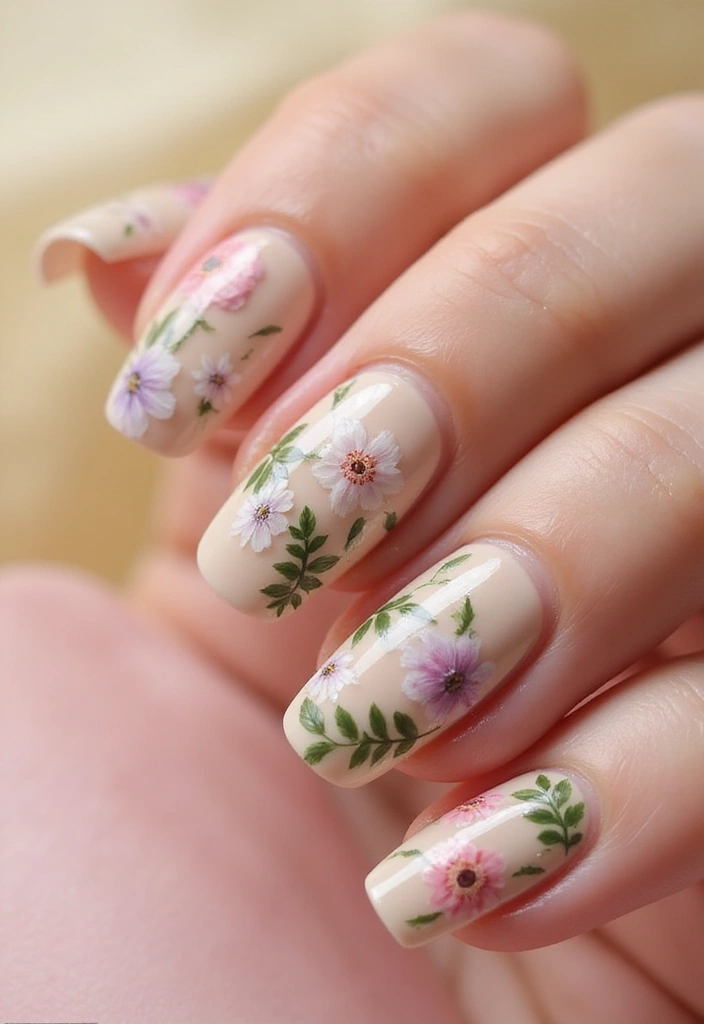 25 Fresh Flower Garden Nails Perfect for August - 14. Botanical Illustrations