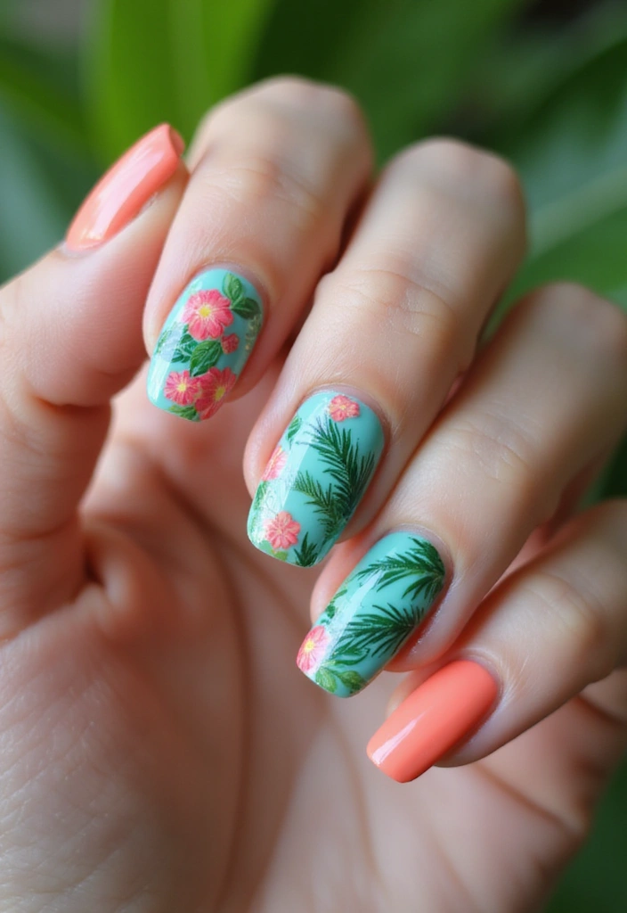25 Fresh Flower Garden Nails Perfect for August - 15. Island Paradise