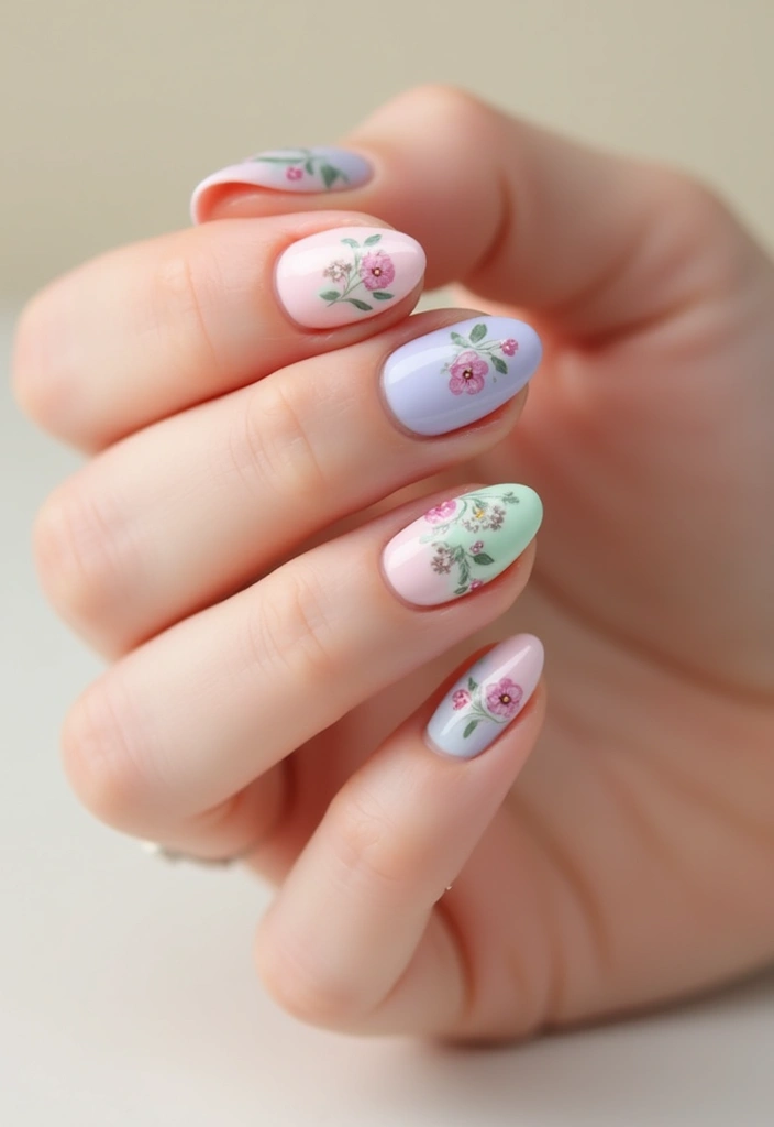25 Fresh Flower Garden Nails Perfect for August - 23. Sweet Pea Inspiration