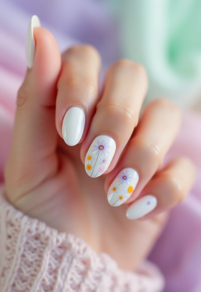 25 Fresh Flower Garden Nails Perfect for August - 3. Daisies and Dreamy Whites