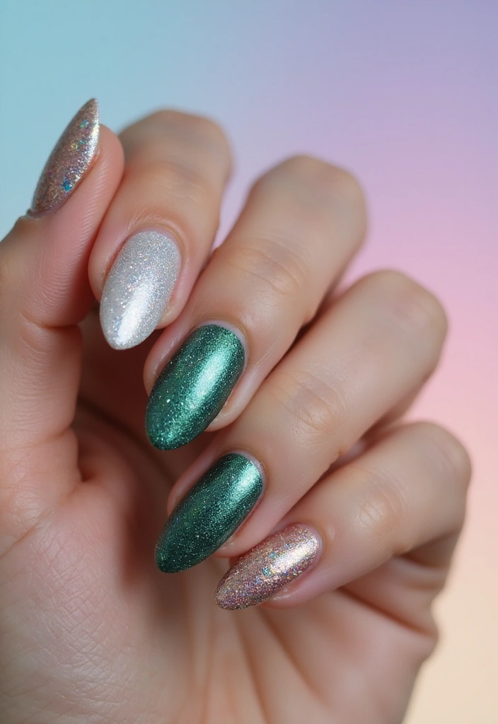 25 Metallic Nail Trends Taking Over 2025 - 20. Flaky Metallics