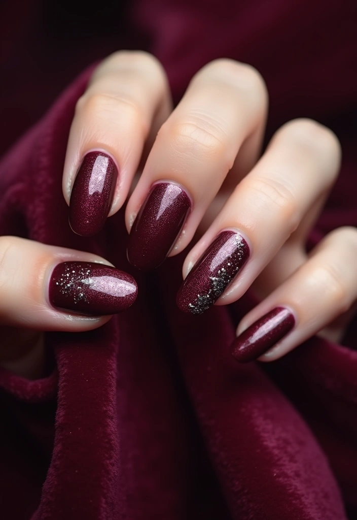 25 Midnight Magic Nail Looks for New Year’s Eve - 10. Bold Burgundy with Silver Accents