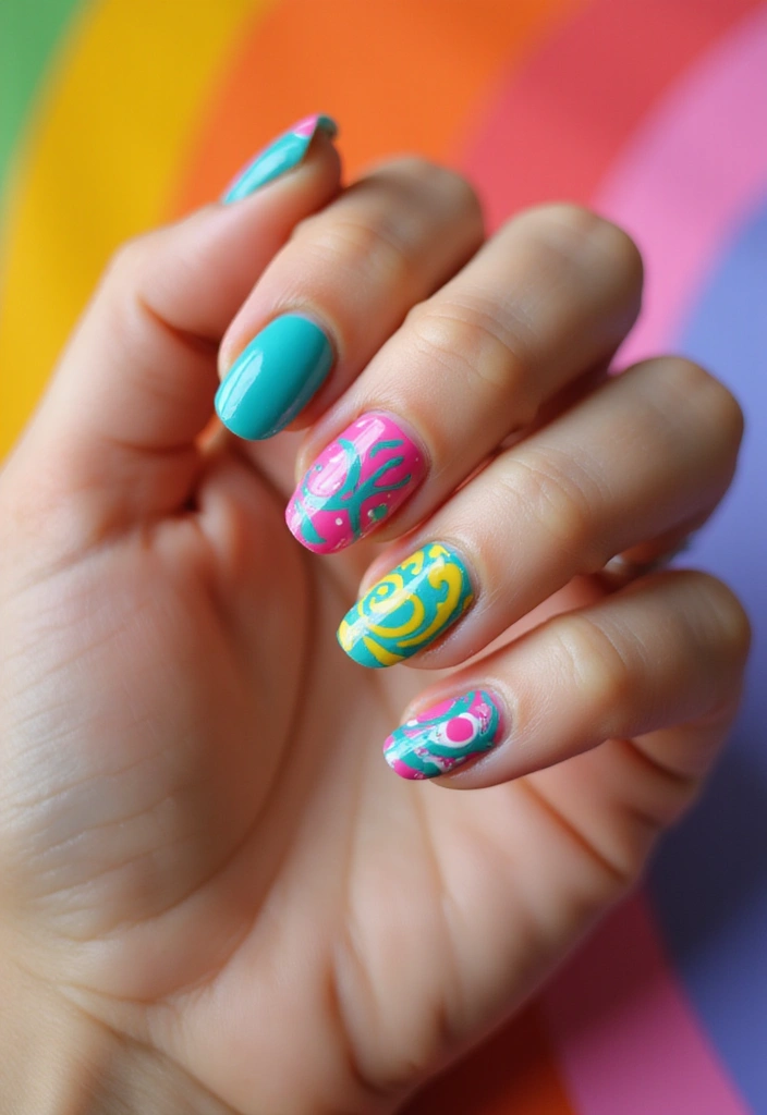 25 Midnight Magic Nail Looks for New Year’s Eve - 15. Artistic Swirls and Dots