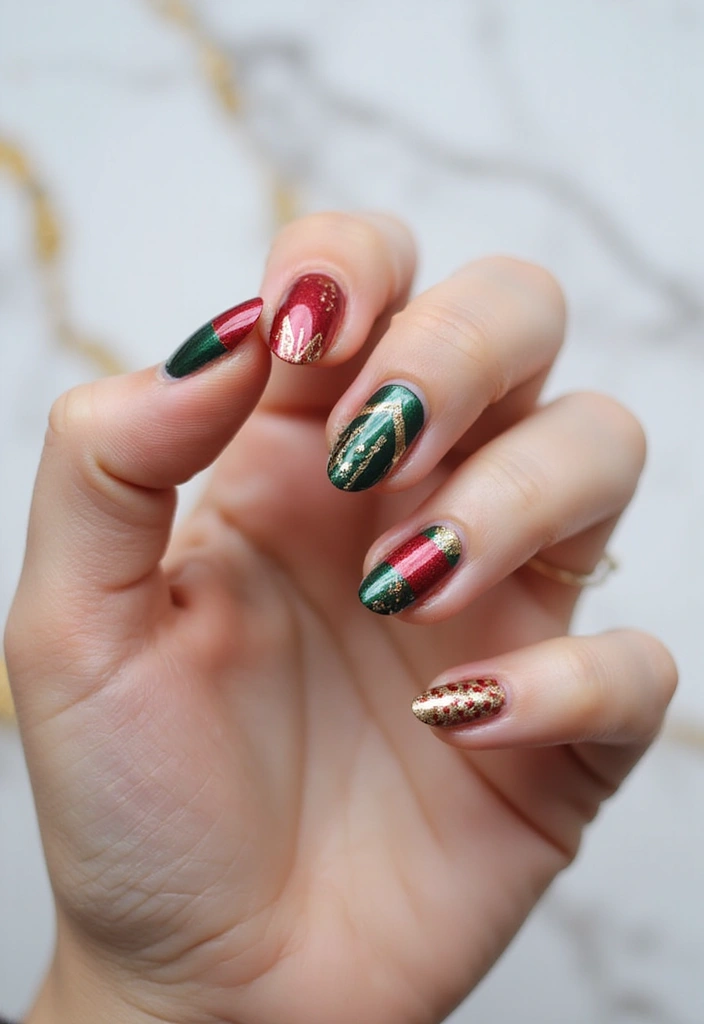 25 Midnight Magic Nail Looks for New Year’s Eve - 17. Festive Geometric Patterns