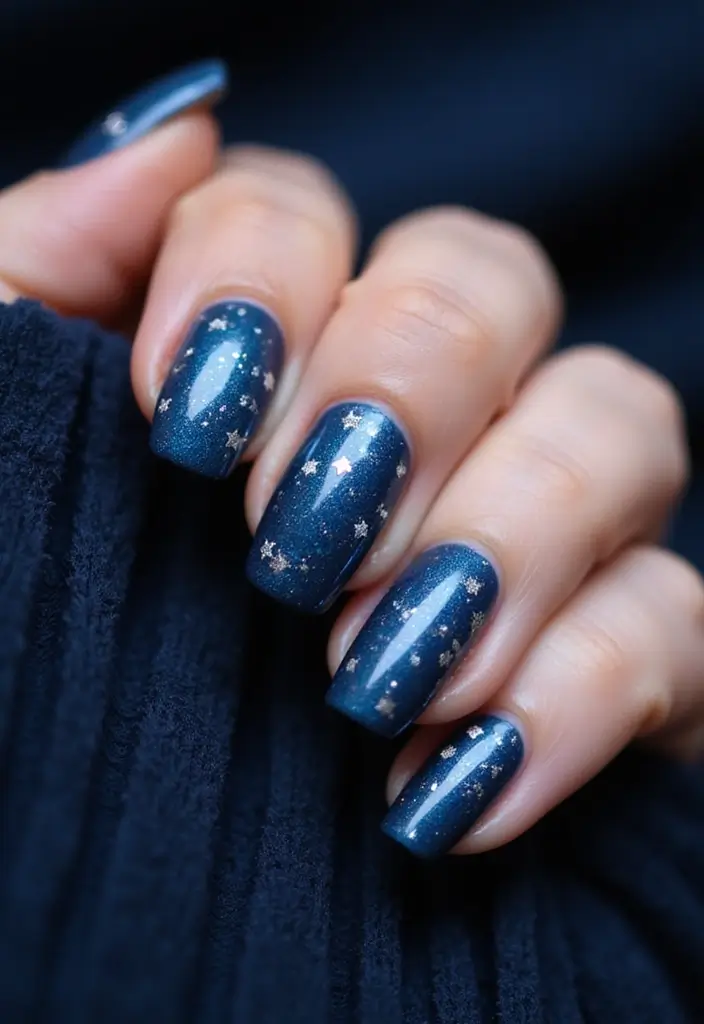 25 Midnight Magic Nail Looks for New Year’s Eve - 2. Midnight Blue Starry Nails