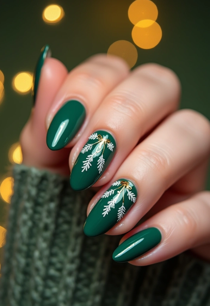 25 Midnight Magic Nail Looks for New Year’s Eve - 22. Holiday Mistletoe Motif