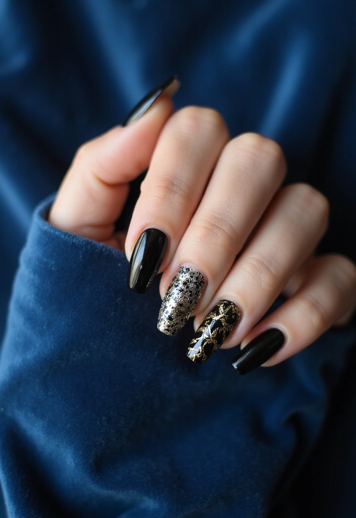 25 Midnight Magic Nail Looks for New Year’s Eve - 25. Art Deco Glamour