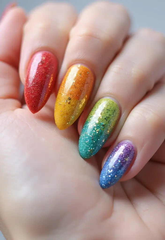 25 Midnight Magic Nail Looks for New Year’s Eve - 7. Rainbow Glitter Gradient