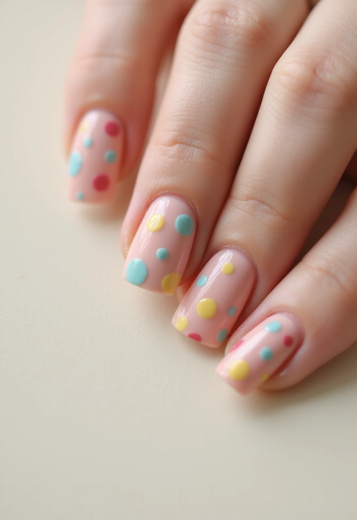25 Short & Sleek Blush Nails for Everyday Class - 10. Blush with Dots