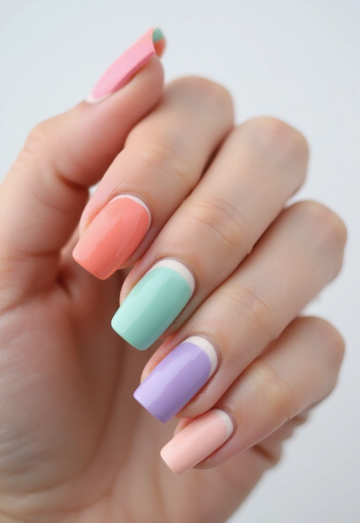 25 Short & Sleek Blush Nails for Everyday Class - 19. Blush with Color Block