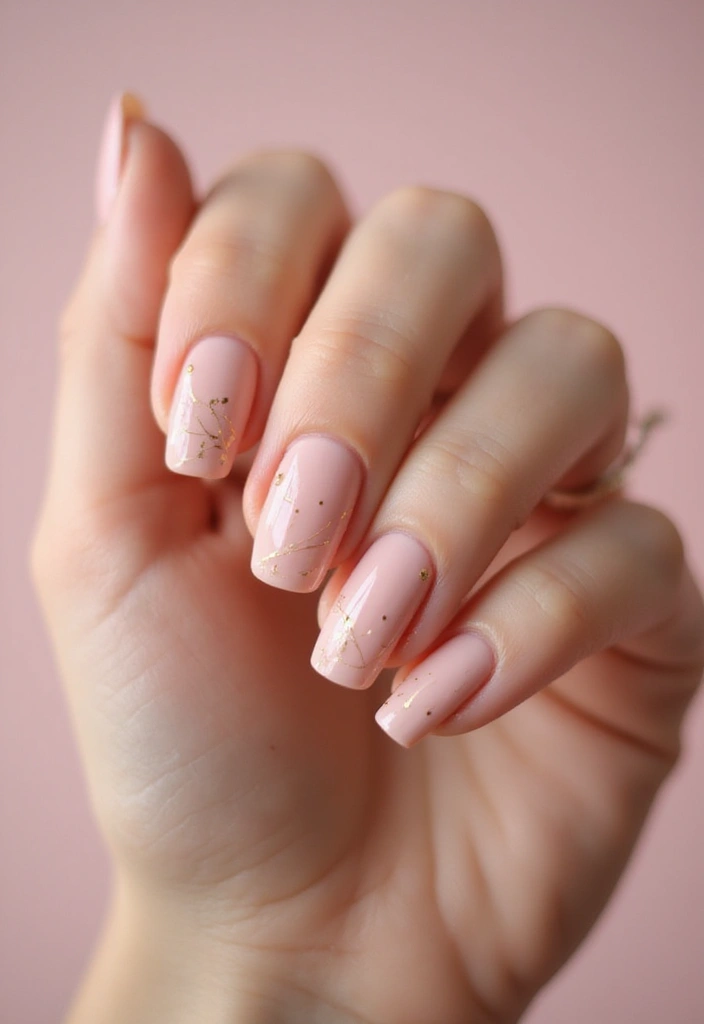 25 Short & Sleek Blush Nails for Everyday Class - 4. Blush with Gold Accents