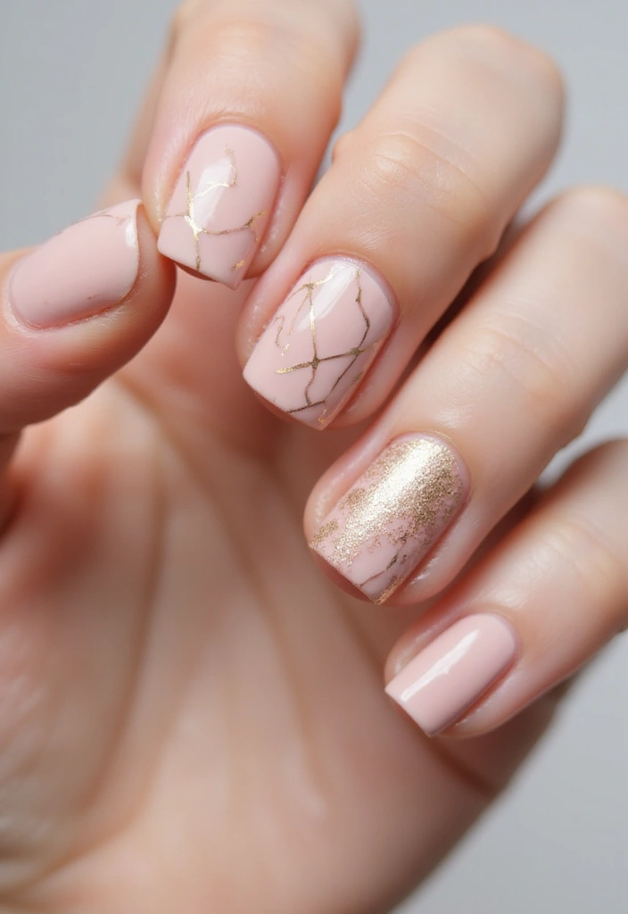 25 Short & Sleek Blush Nails for Everyday Class - 8. Blush Geometric Patterns