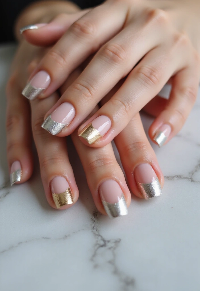 25 Stunning French Tip Nail Designs for Every Occasion - 13. Metallic French Tips