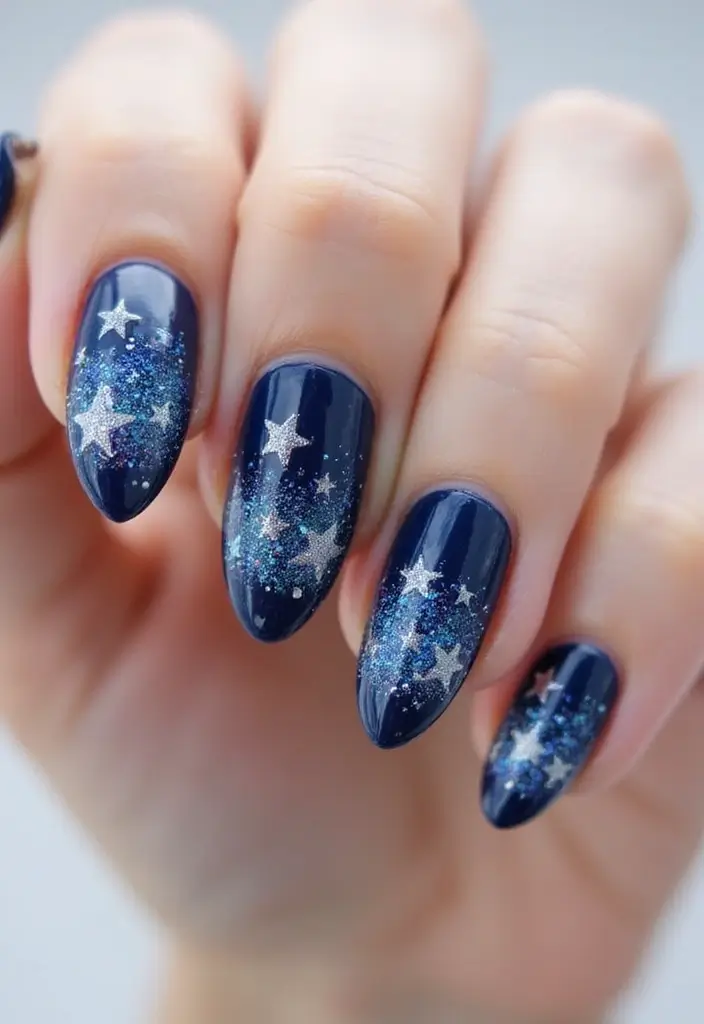 25 Stunning French Tip Nail Designs for Every Occasion - 22. Whimsical Starry Tips