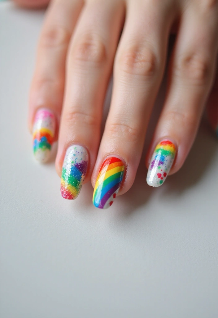 26 Almond Summer Nails for a Fresh Seasonal Look - 12. Rainbow Connection