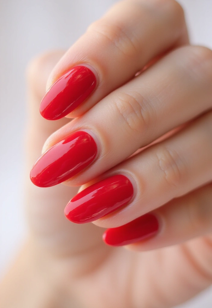 26 Almond Summer Nails for a Fresh Seasonal Look - 15. Classic Red – Summer Chic