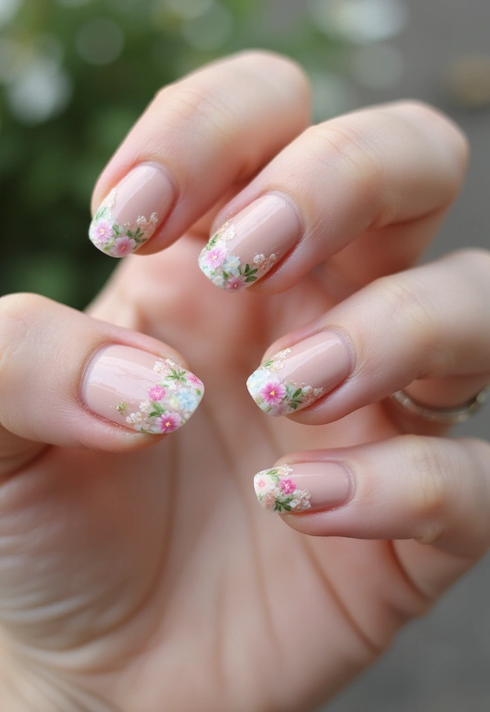 26 Almond Summer Nails for a Fresh Seasonal Look - 24. Floral French Tips